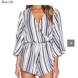 Blue Life Navy/White striped Romper. Size XS